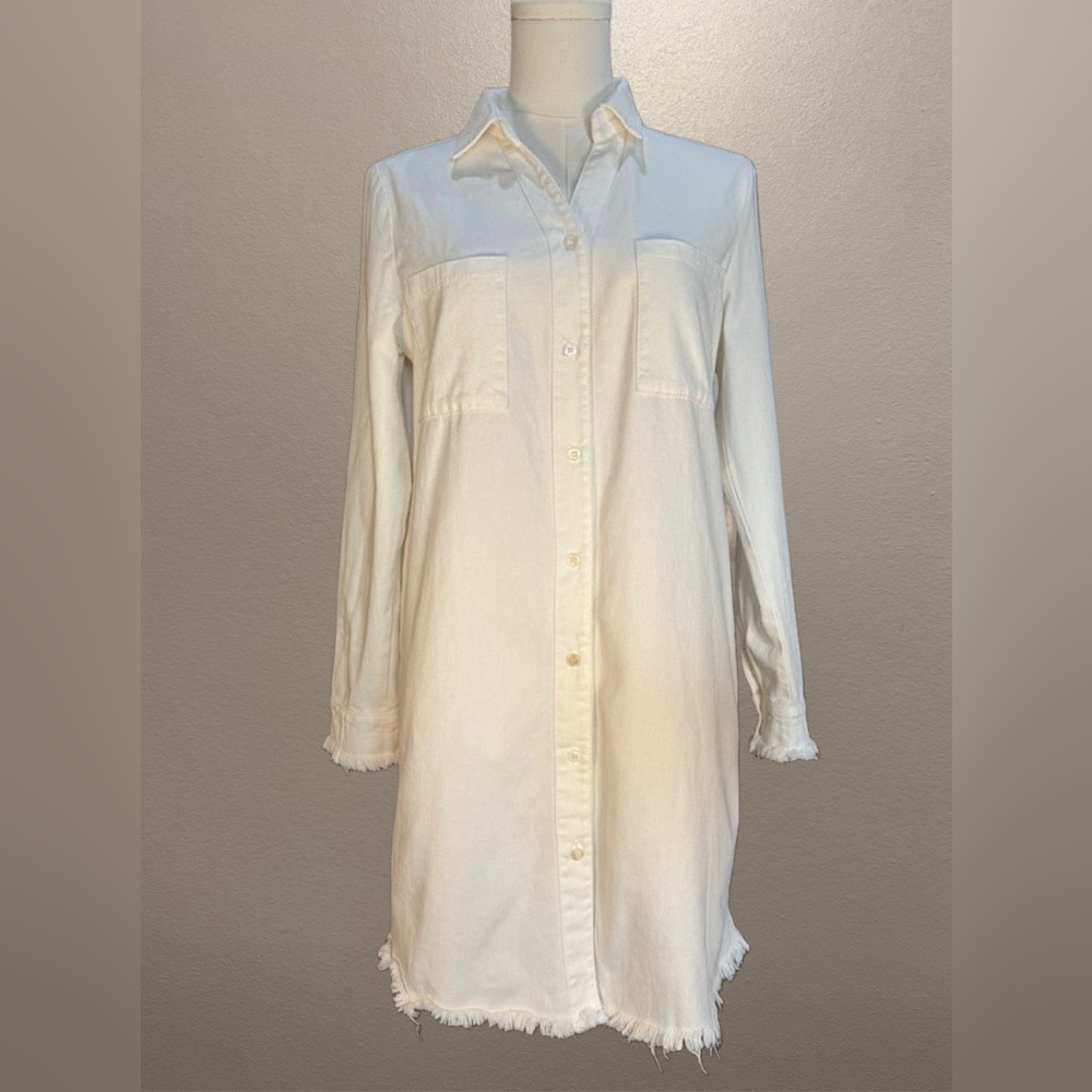 NWT! White Button-Up Raw Hem Shirt Dress
